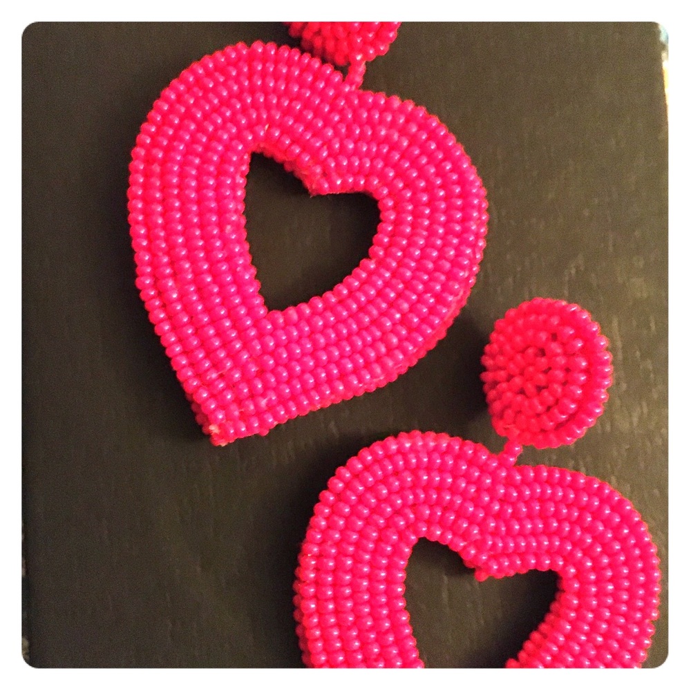 Heart shaped beaded earrings posts